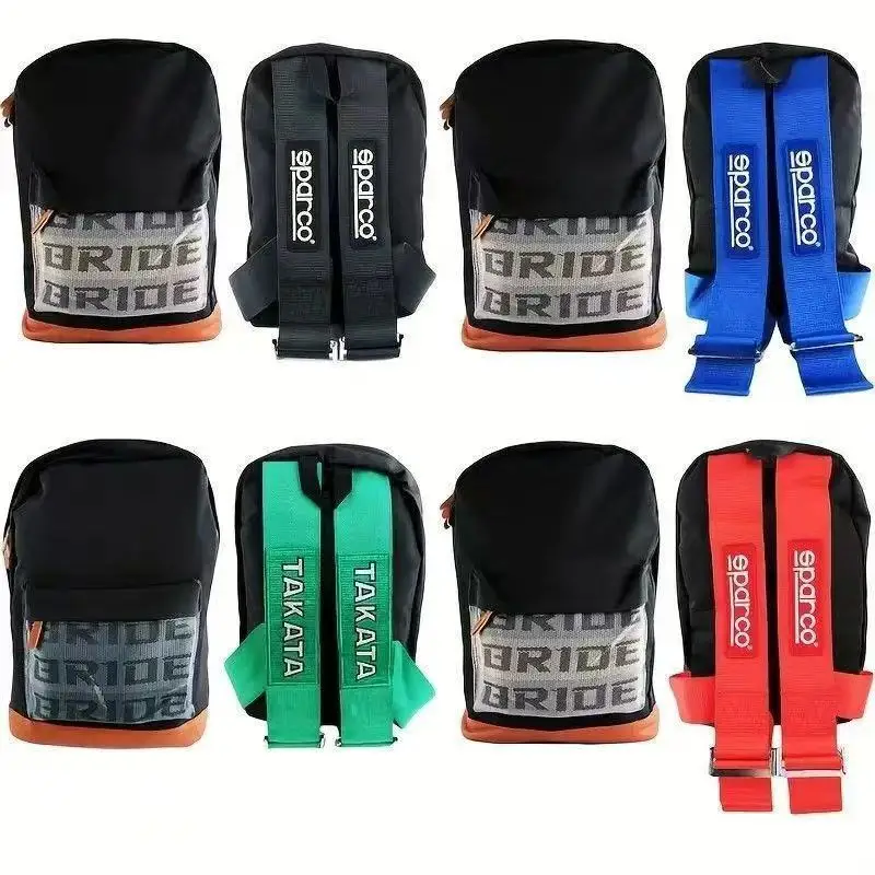 New SPARCO backpack, universal car seatbelt backpack, leather canvas material, motorcycle bag, black laptop backpack