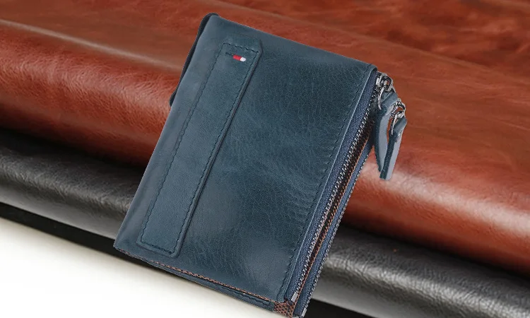 Men Wallets 100% Real Genuine Original Cowskin Leather Short Card Holder Leather Men Purse High Quality Luxury Brand Male Wallet