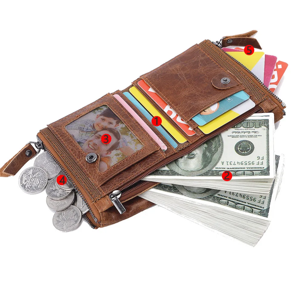 Men Wallets 100% Real Genuine Original Cowskin Leather Short Card Holder Leather Men Purse High Quality Luxury Brand Male Wallet