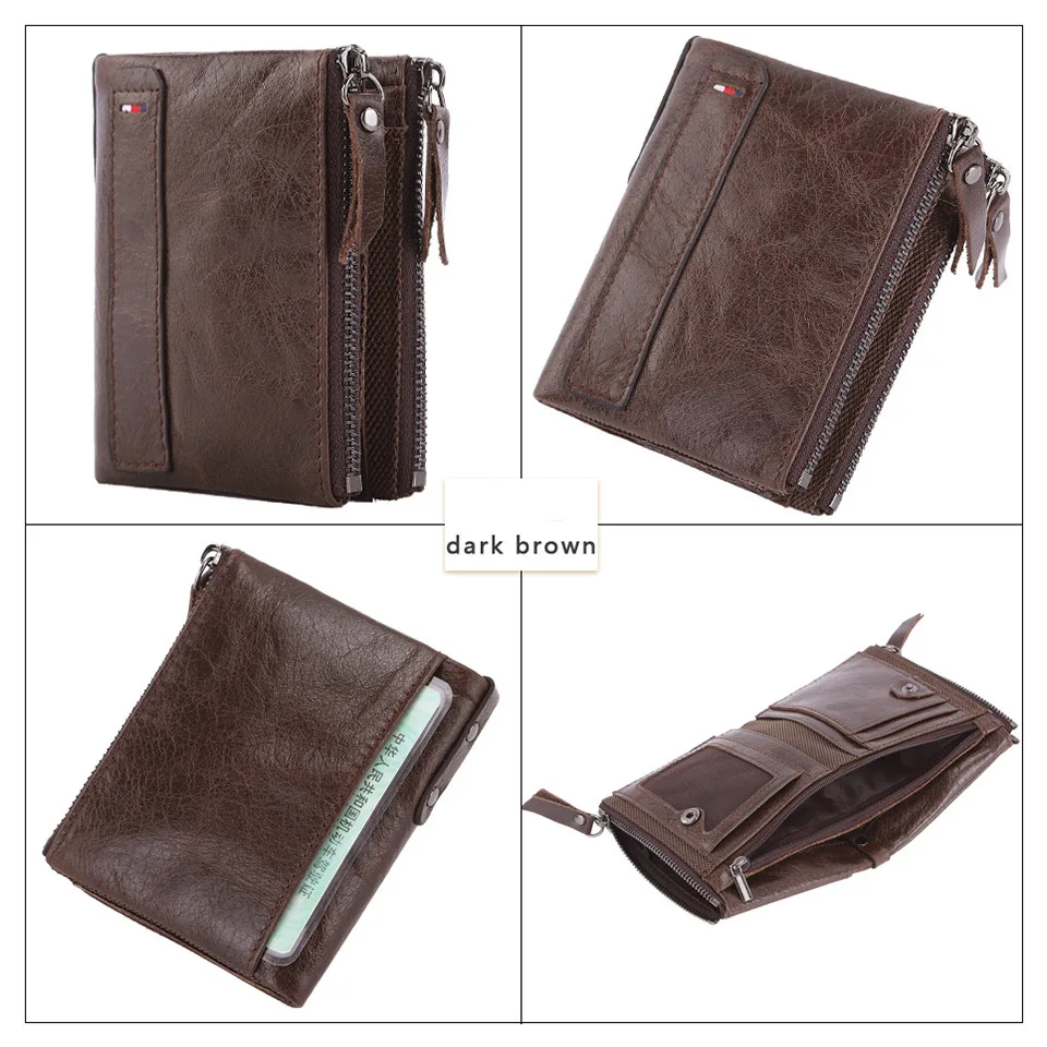 Men Wallets 100% Real Genuine Original Cowskin Leather Short Card Holder Leather Men Purse High Quality Luxury Brand Male Wallet