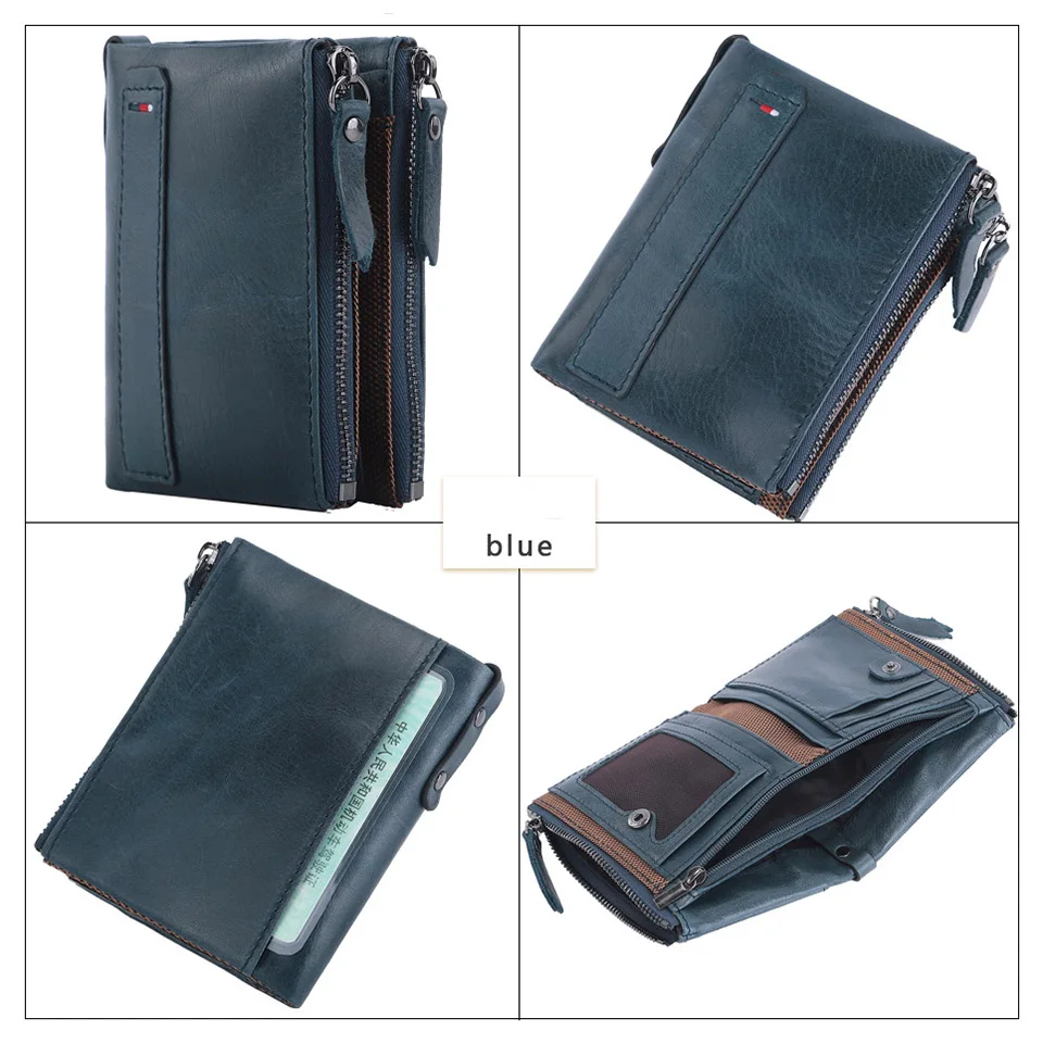 Men Wallets 100% Real Genuine Original Cowskin Leather Short Card Holder Leather Men Purse High Quality Luxury Brand Male Wallet
