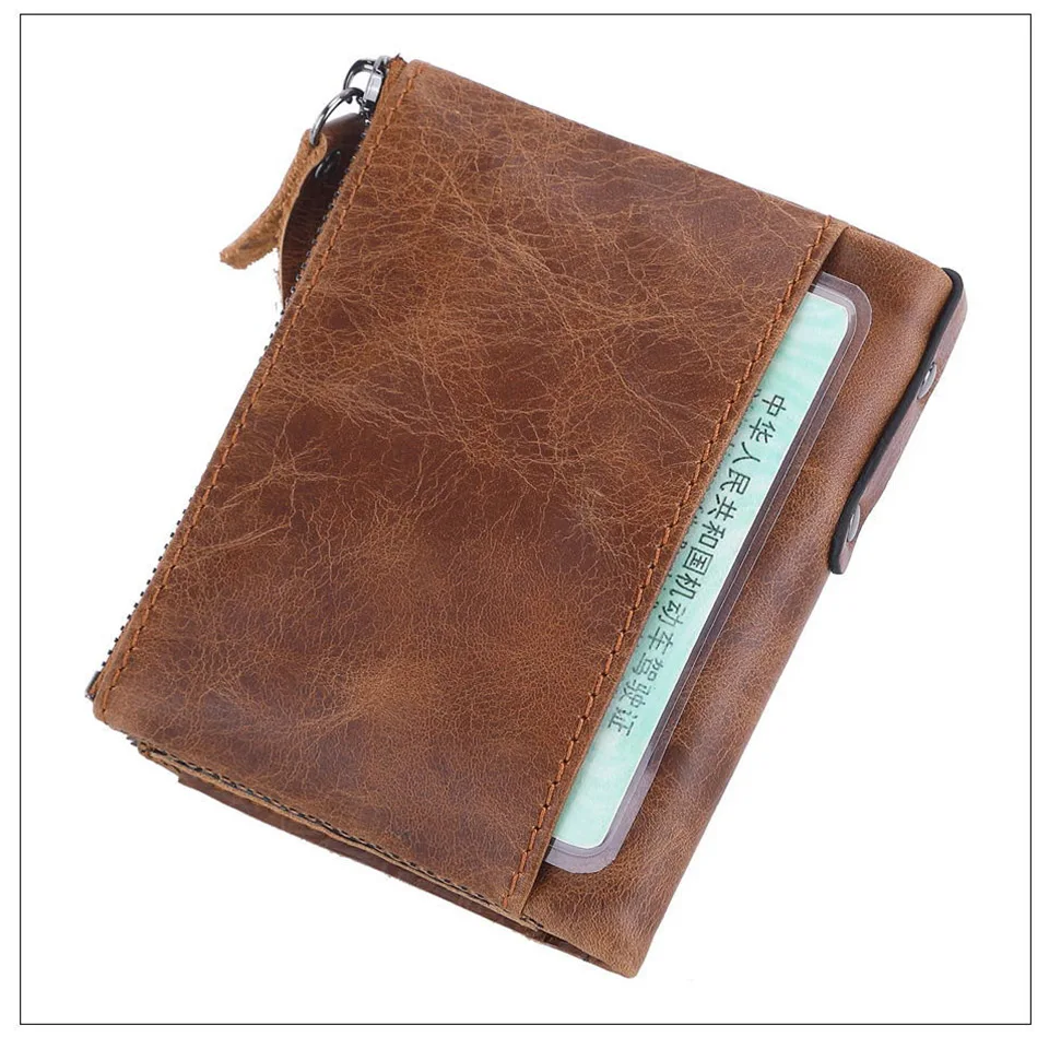 Men Wallets 100% Real Genuine Original Cowskin Leather Short Card Holder Leather Men Purse High Quality Luxury Brand Male Wallet