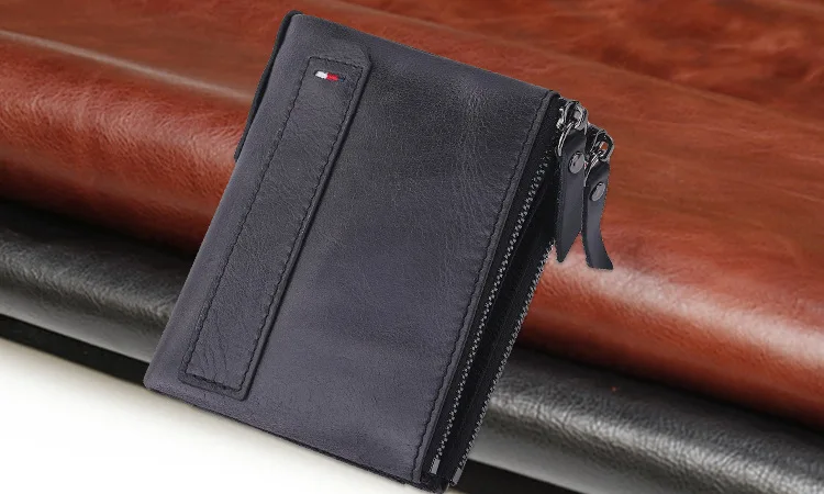 Men Wallets 100% Real Genuine Original Cowskin Leather Short Card Holder Leather Men Purse High Quality Luxury Brand Male Wallet