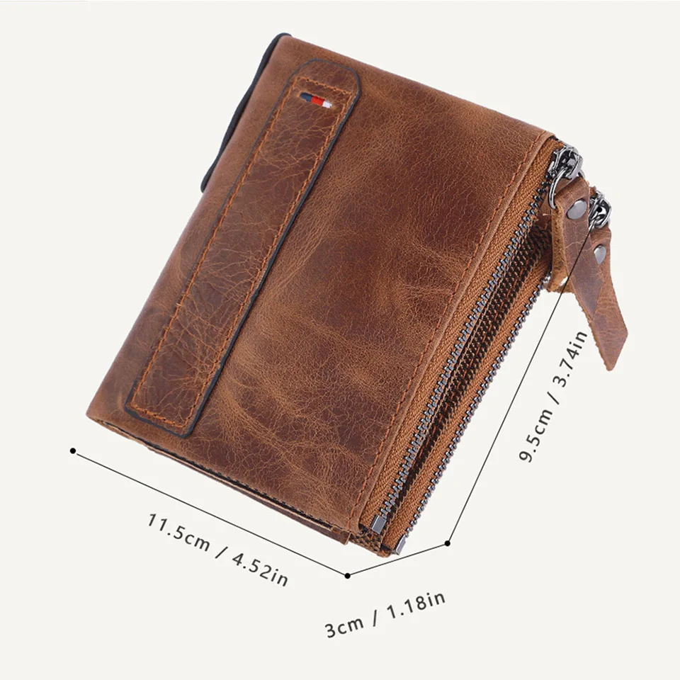 Men Wallets 100% Real Genuine Original Cowskin Leather Short Card Holder Leather Men Purse High Quality Luxury Brand Male Wallet