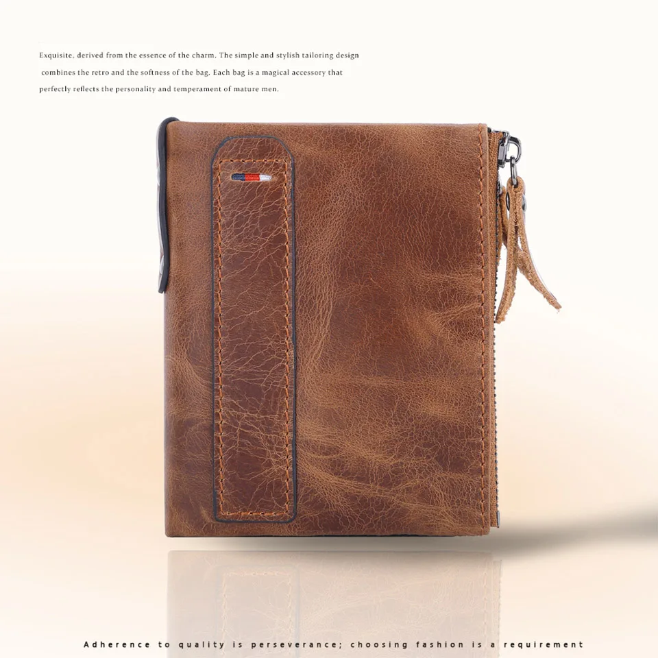 Men Wallets 100% Real Genuine Original Cowskin Leather Short Card Holder Leather Men Purse High Quality Luxury Brand Male Wallet