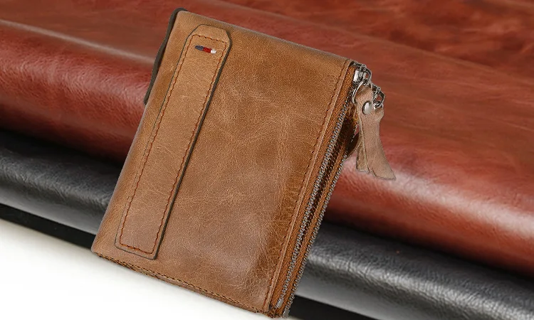 Men Wallets 100% Real Genuine Original Cowskin Leather Short Card Holder Leather Men Purse High Quality Luxury Brand Male Wallet