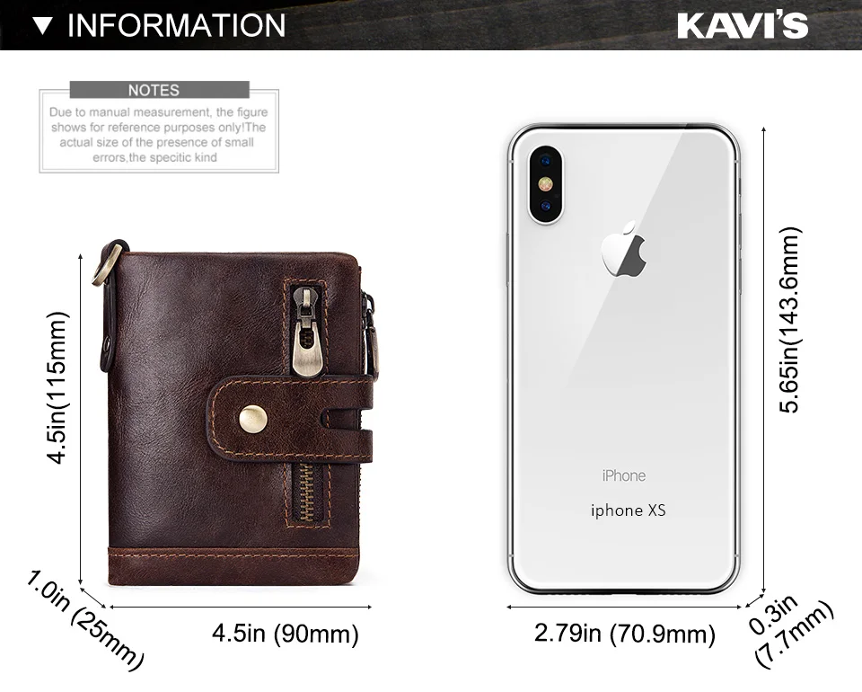 HUMERPAUL100% Genuine Cowhide Leather Wallet For Men Short RFID Money Purse Card Holder Double Zipper Bifold Coin Pocket