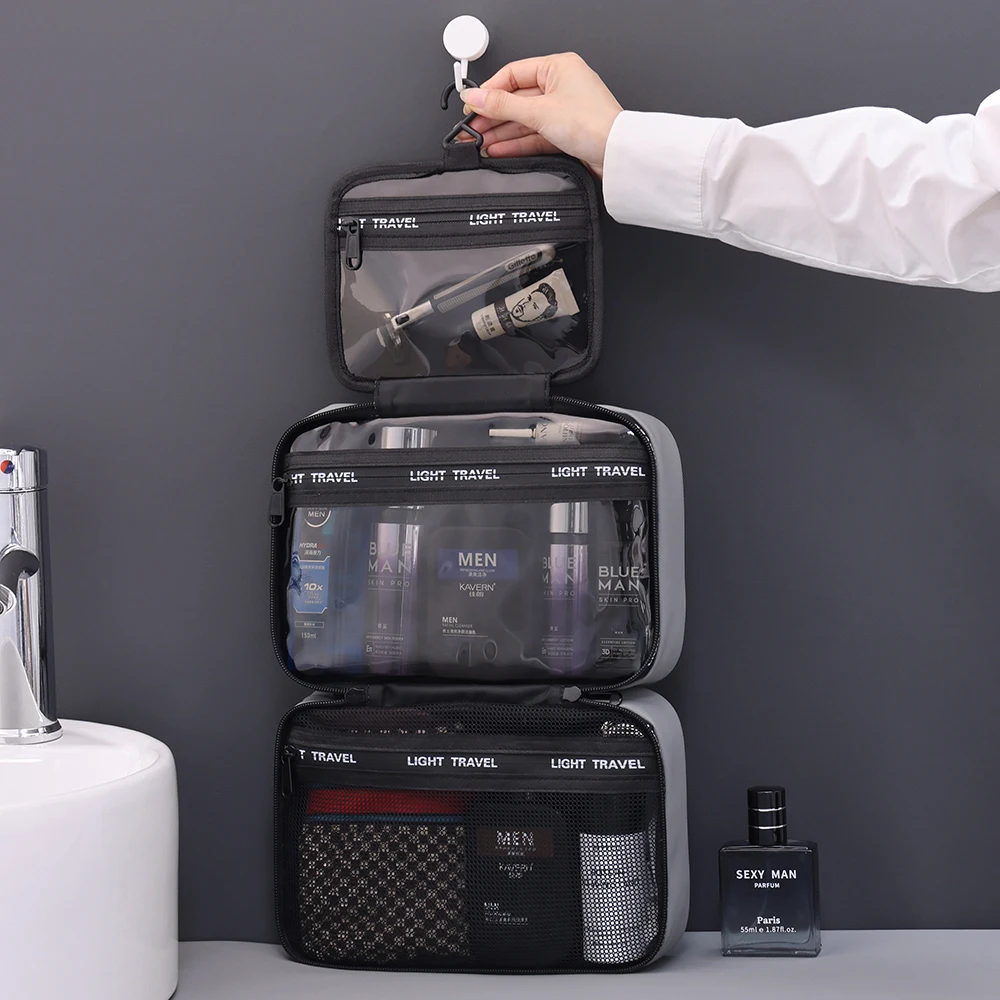 Waterproof Hanging Toiletry Bag Large Capacity Portable Travel Necessaire Case Cosmetic Bag for Men Women Wash Pouch
