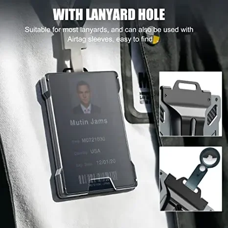 Wallet for Men Slim Aluminum Metal Money Clip with 1 Clear Window ID Badge Holder RFID Blocking Holds Up 15 Cards with Cash Clip