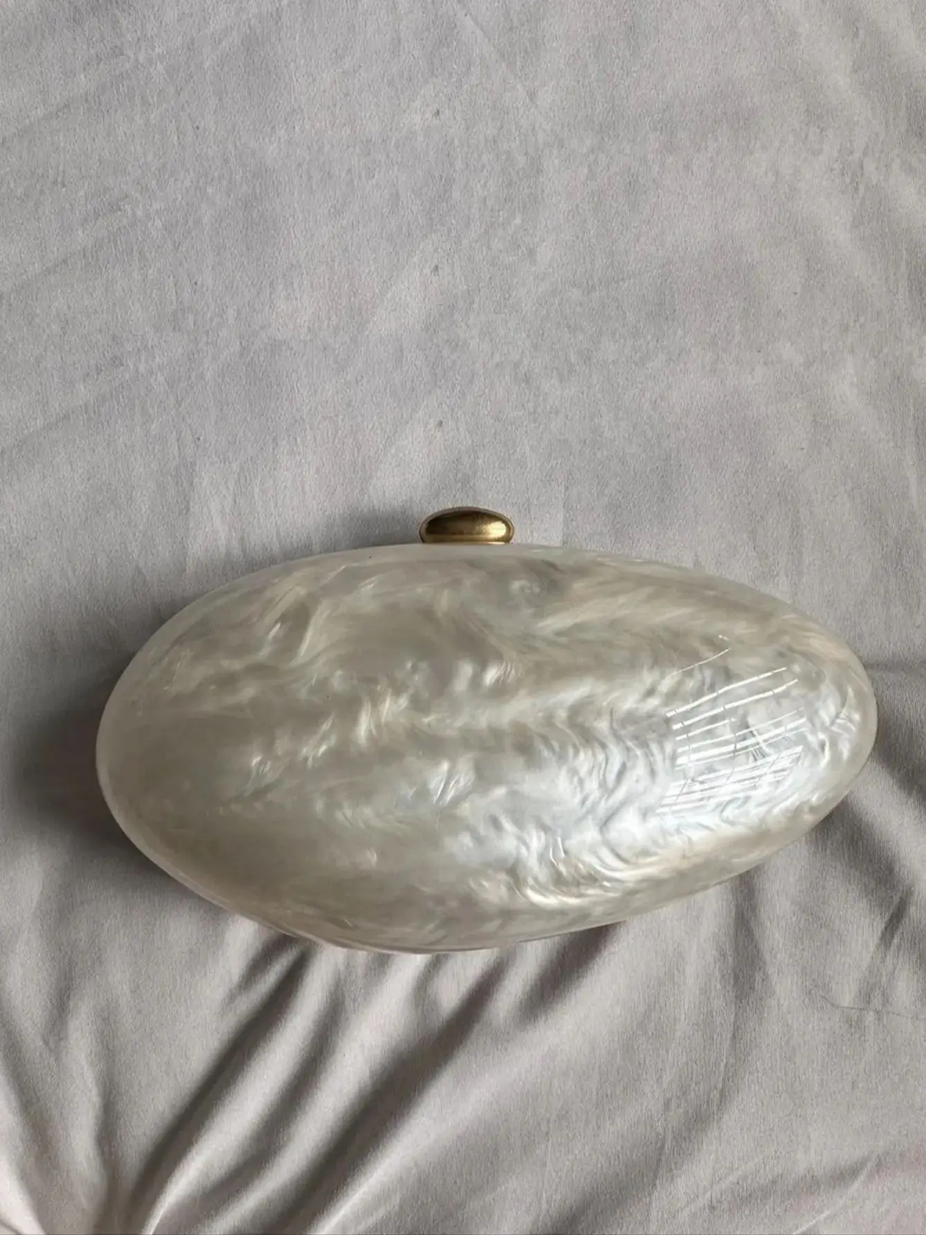 Egg Shell Clutch Bag Acrylic Purse Women Wedding Evening Party Cute Ivory Pearl Color Purse Handbag Summer New 2024