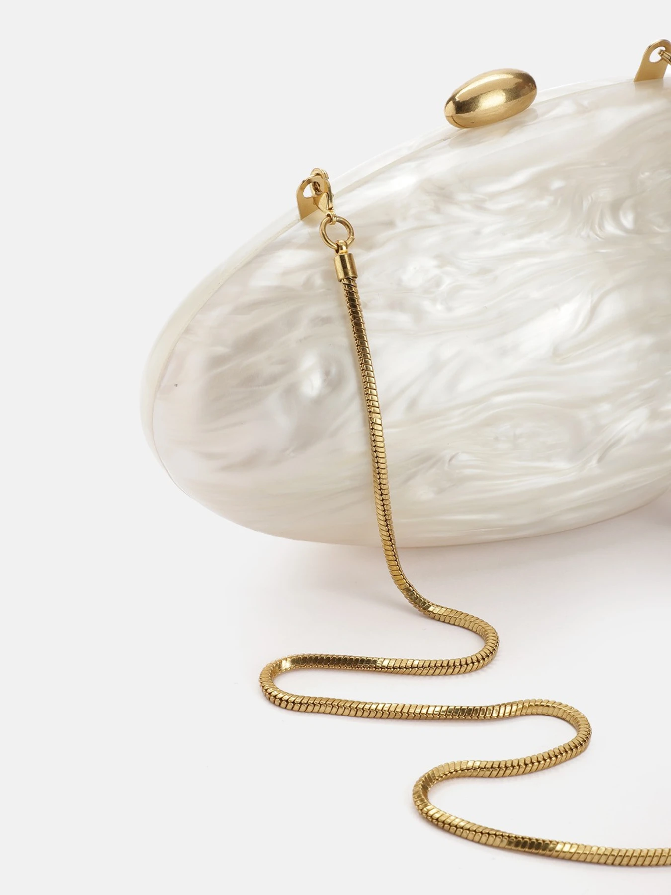 Egg Shell Clutch Bag Acrylic Purse Women Wedding Evening Party Cute Ivory Pearl Color Purse Handbag Summer New 2024