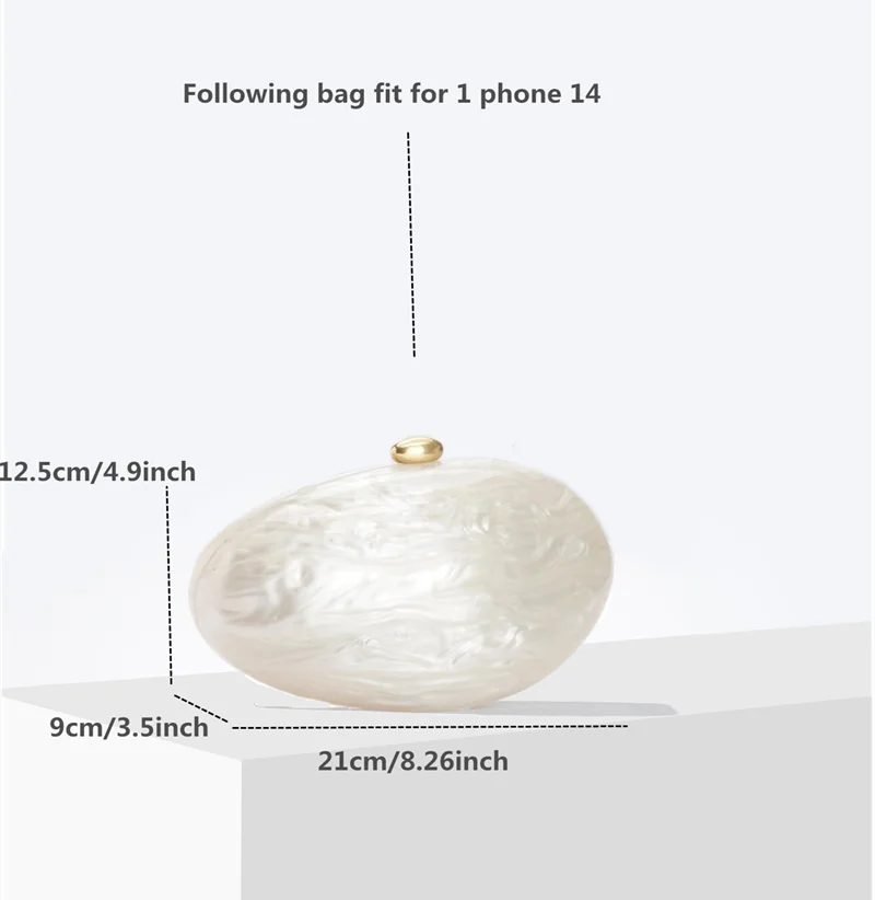 Egg Shell Clutch Bag Acrylic Purse Women Wedding Evening Party Cute Ivory Pearl Color Purse Handbag Summer New 2024