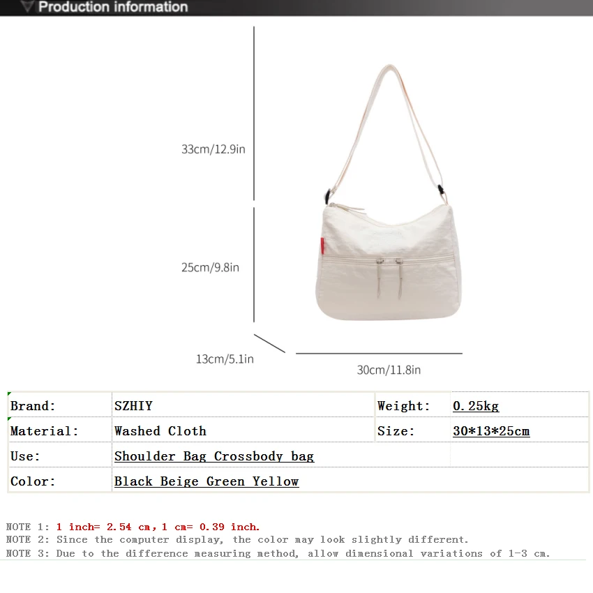 Washed Cloth Shoulder Bag Fashionable Women Travel Pocket Multi Pocket Waterproof Diagonal Cross Bag Casual Soft School Sacoche