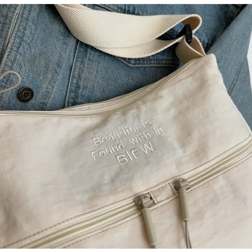 Washed Cloth Shoulder Bag Fashionable Women Travel Pocket Multi Pocket Waterproof Diagonal Cross Bag Casual Soft School Sacoche