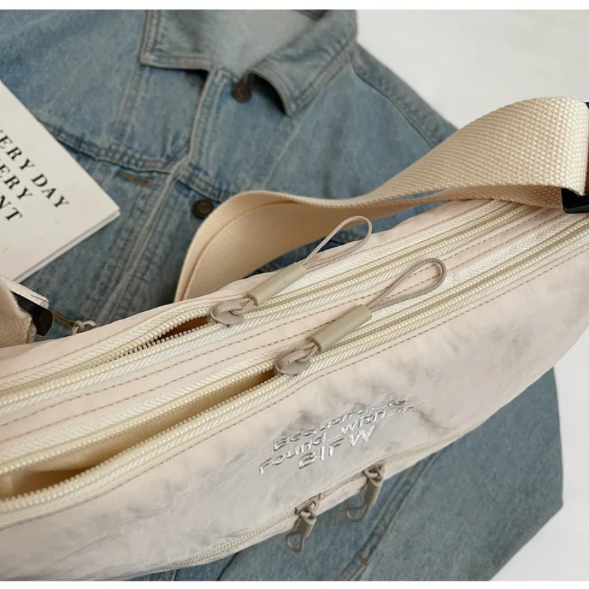Washed Cloth Shoulder Bag Fashionable Women Travel Pocket Multi Pocket Waterproof Diagonal Cross Bag Casual Soft School Sacoche