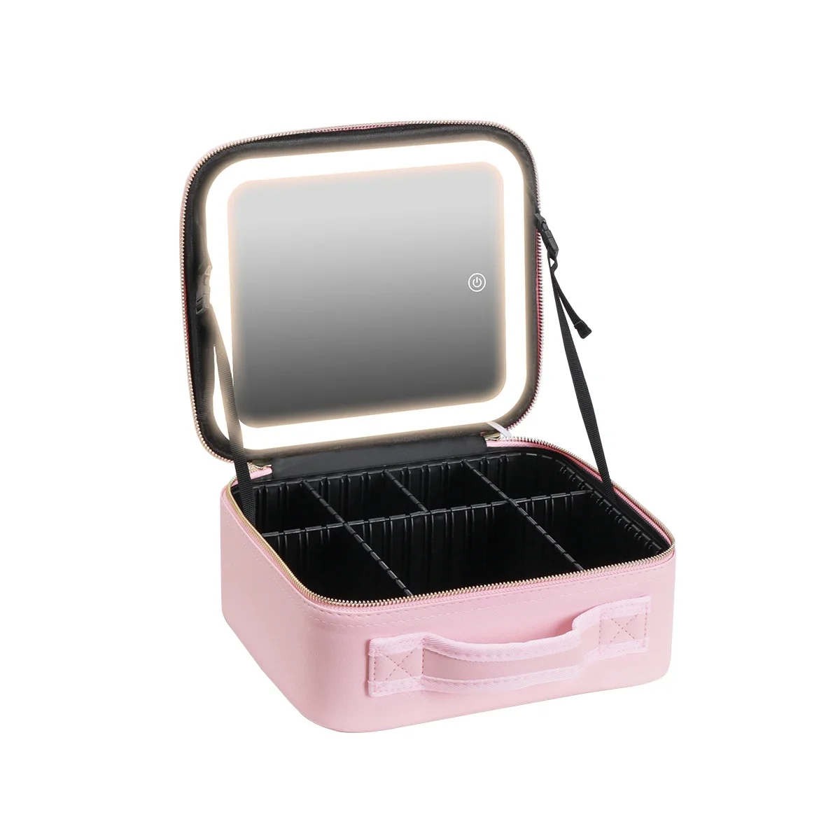 3 Color Train Case Mirror, White Portable Makeup Case Waterproof Organizer with Adjustable Dividers, Cosmetics Storage Case Gift