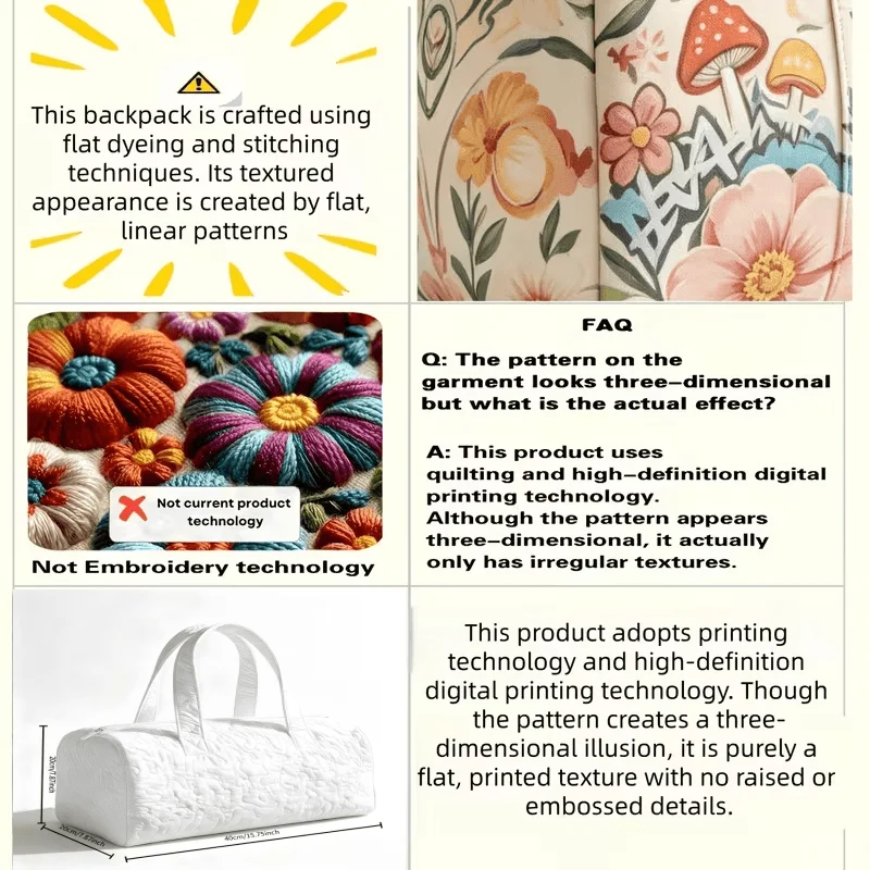 3D Printed Quilted Travel Bag - a Fashionable Gift for Hiking Camping Carrying - Casual Personalized Beach Sports Training Bag