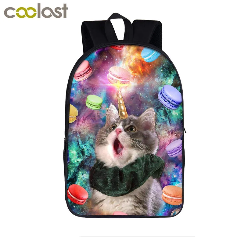 Funny Space Cat Unicorn Backpack Laser Cat Kitty Daypack Children School Bags for Teenagers Girls School Backpacks Kids Book Bag