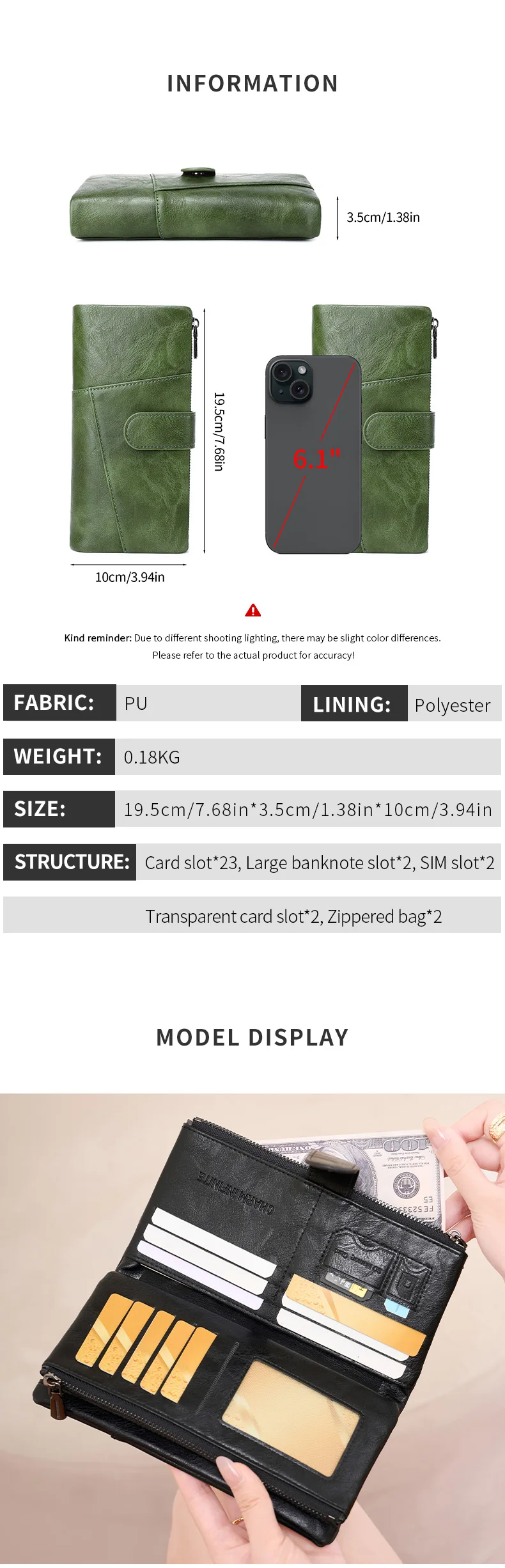RFID Anti-Theft Women's Wallet, Retro Double Zipper Large Capacity Credit Card Holder, Fashion Simple Tri-fold Long Clutch Bag