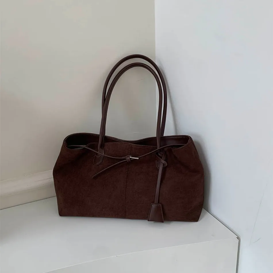 New Winter Solid Color Pu Leather Handbag Designer Shoulder Bags for Women Retro Top-Handle Bag Large Capacity Shopping Tote Sac