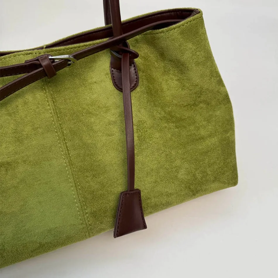 New Winter Solid Color Pu Leather Handbag Designer Shoulder Bags for Women Retro Top-Handle Bag Large Capacity Shopping Tote Sac
