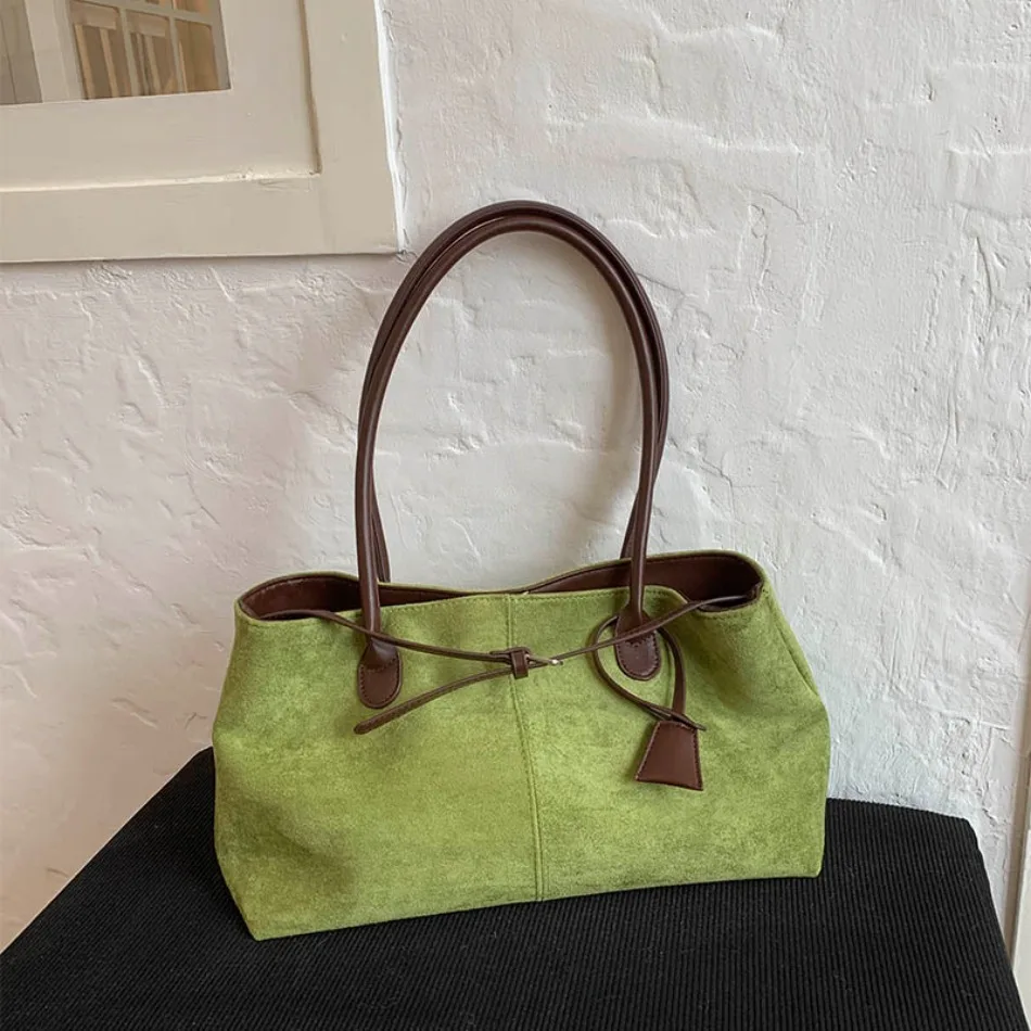 New Winter Solid Color Pu Leather Handbag Designer Shoulder Bags for Women Retro Top-Handle Bag Large Capacity Shopping Tote Sac