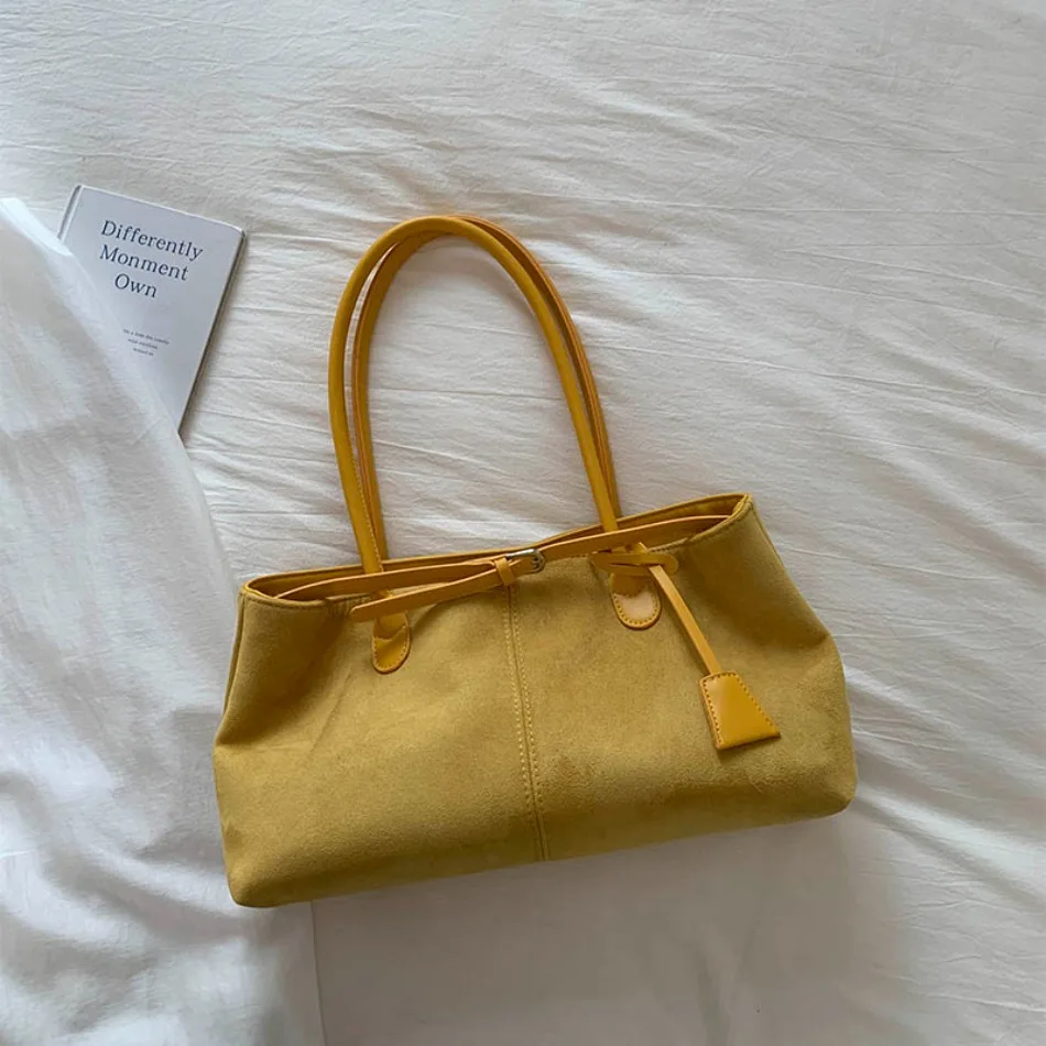 New Winter Solid Color Pu Leather Handbag Designer Shoulder Bags for Women Retro Top-Handle Bag Large Capacity Shopping Tote Sac