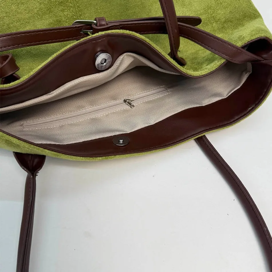 New Winter Solid Color Pu Leather Handbag Designer Shoulder Bags for Women Retro Top-Handle Bag Large Capacity Shopping Tote Sac
