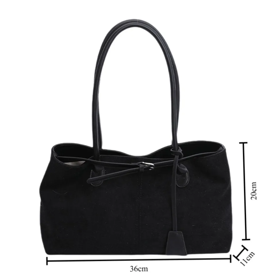New Winter Solid Color Pu Leather Handbag Designer Shoulder Bags for Women Retro Top-Handle Bag Large Capacity Shopping Tote Sac