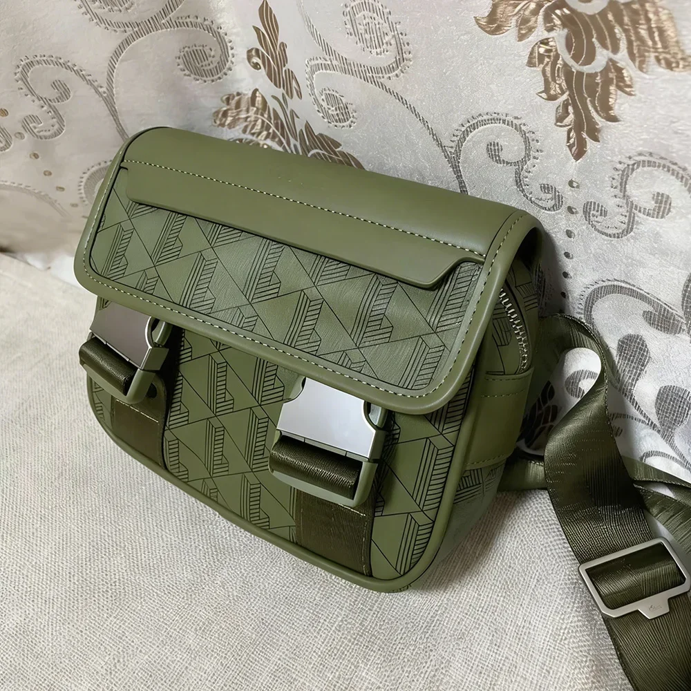 New Retro Printed Messenger Men's Shoulder Bag, Boy Fashionable Mobile Phone Storage Handbag,Pu Casual Trend Crossbody Bag