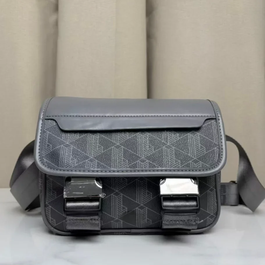 New Retro Printed Messenger Men's Shoulder Bag, Boy Fashionable Mobile Phone Storage Handbag,Pu Casual Trend Crossbody Bag