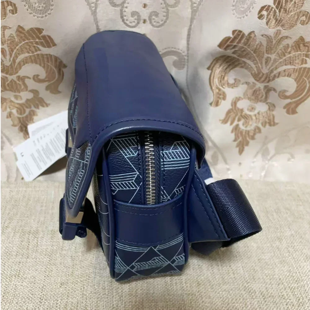 New Retro Printed Messenger Men's Shoulder Bag, Boy Fashionable Mobile Phone Storage Handbag,Pu Casual Trend Crossbody Bag
