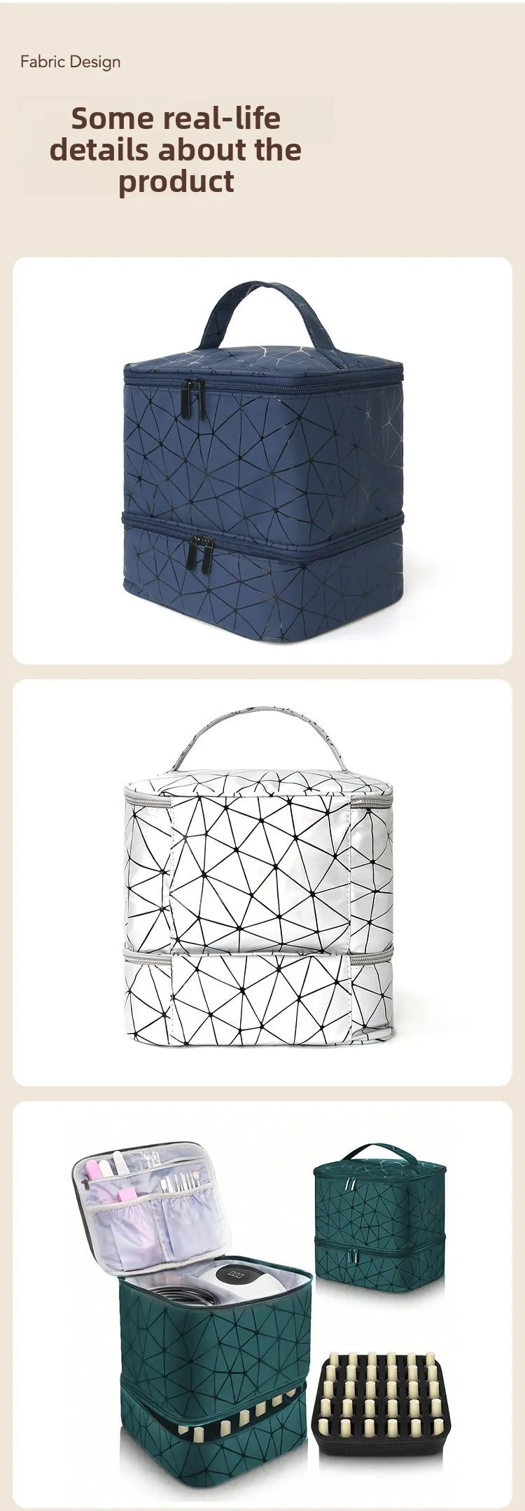 Cross-Border Large-Capacity Cosmetic Bag, High-End PVC Portable Women's Bag, Nail Polish Storage Bag, Manicure Tote Bag, Bag
