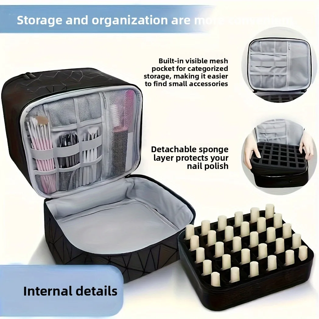Cross-Border Large-Capacity Cosmetic Bag, High-End PVC Portable Women's Bag, Nail Polish Storage Bag, Manicure Tote Bag, Bag