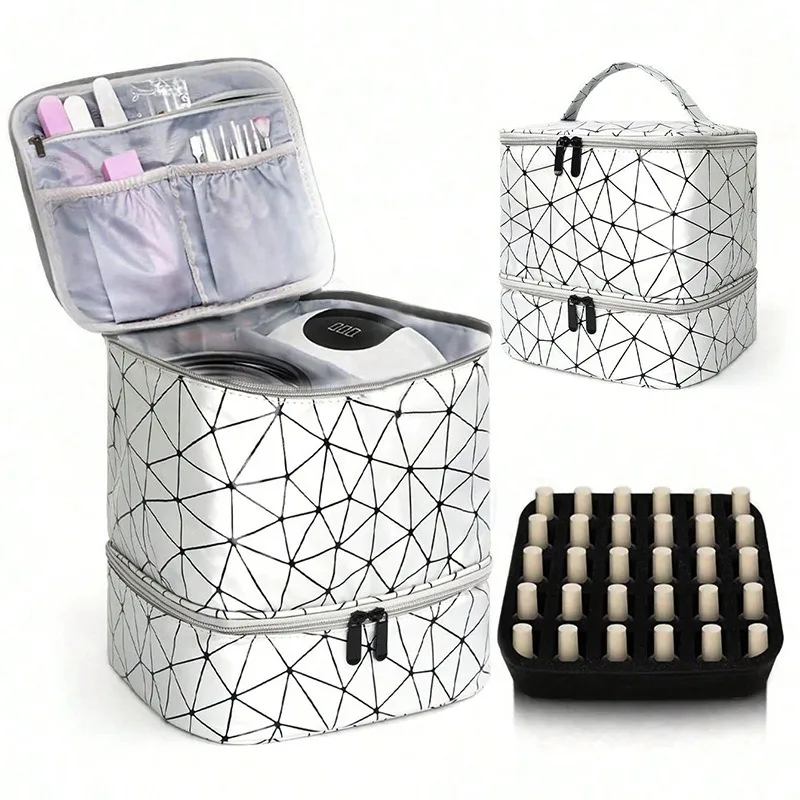 Cross-Border Large-Capacity Cosmetic Bag, High-End PVC Portable Women's Bag, Nail Polish Storage Bag, Manicure Tote Bag, Bag