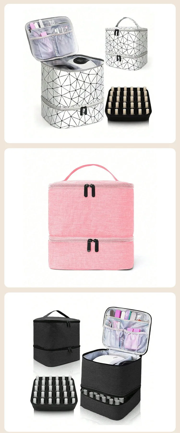 Cross-Border Large-Capacity Cosmetic Bag, High-End PVC Portable Women's Bag, Nail Polish Storage Bag, Manicure Tote Bag, Bag