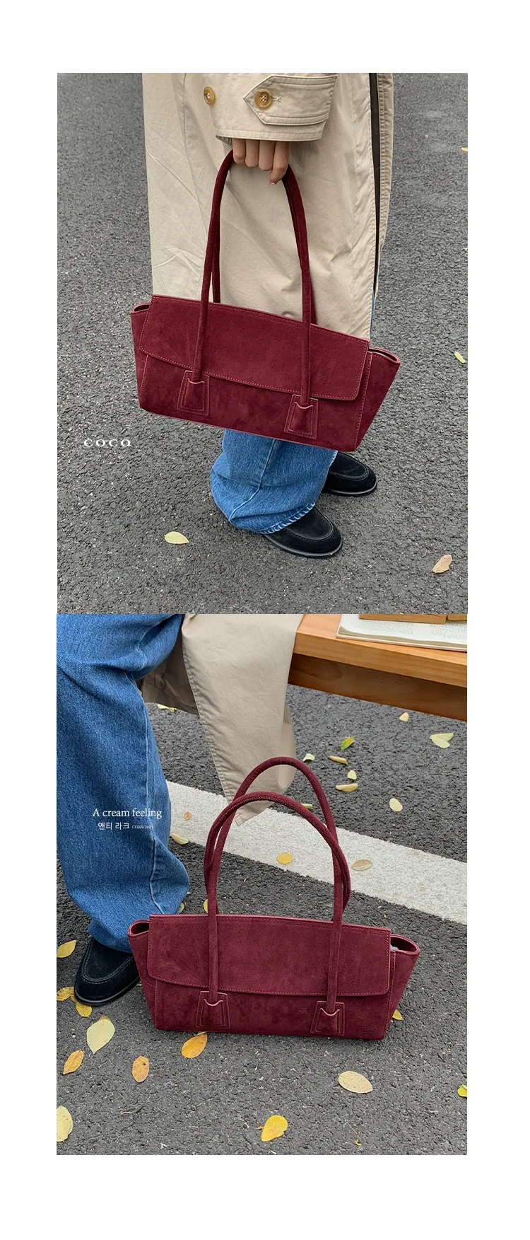Vintage Suede Shoulder Bag Korean Fashion Simple Crossbody Handle Bag for Women Comfortable and Versatile Texture Storage Bags