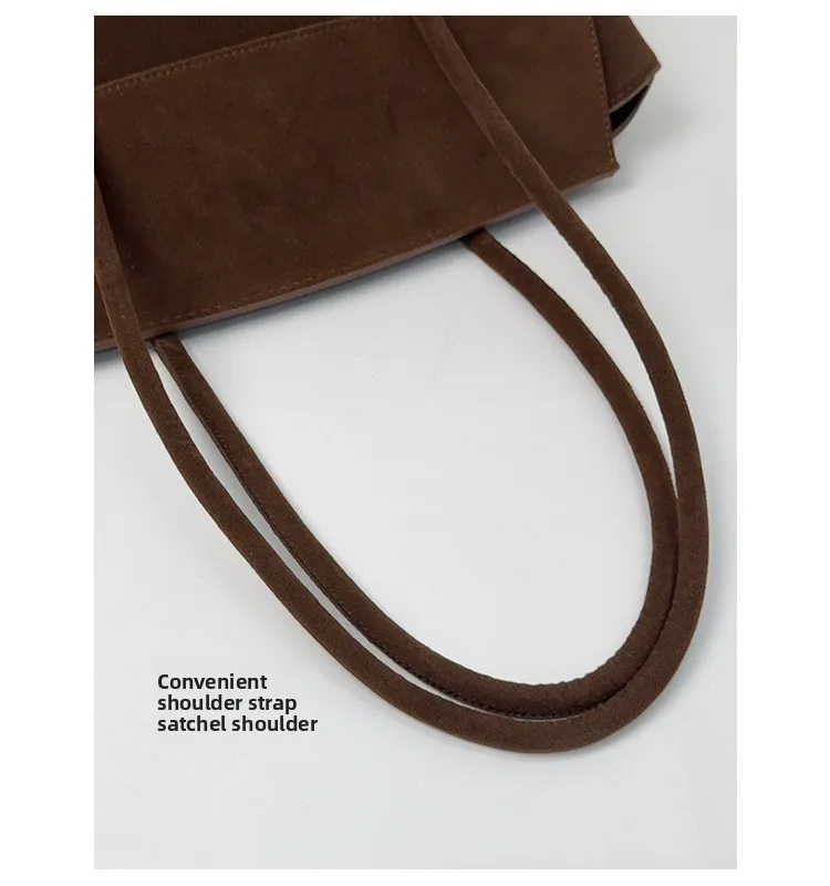 Vintage Suede Shoulder Bag Korean Fashion Simple Crossbody Handle Bag for Women Comfortable and Versatile Texture Storage Bags