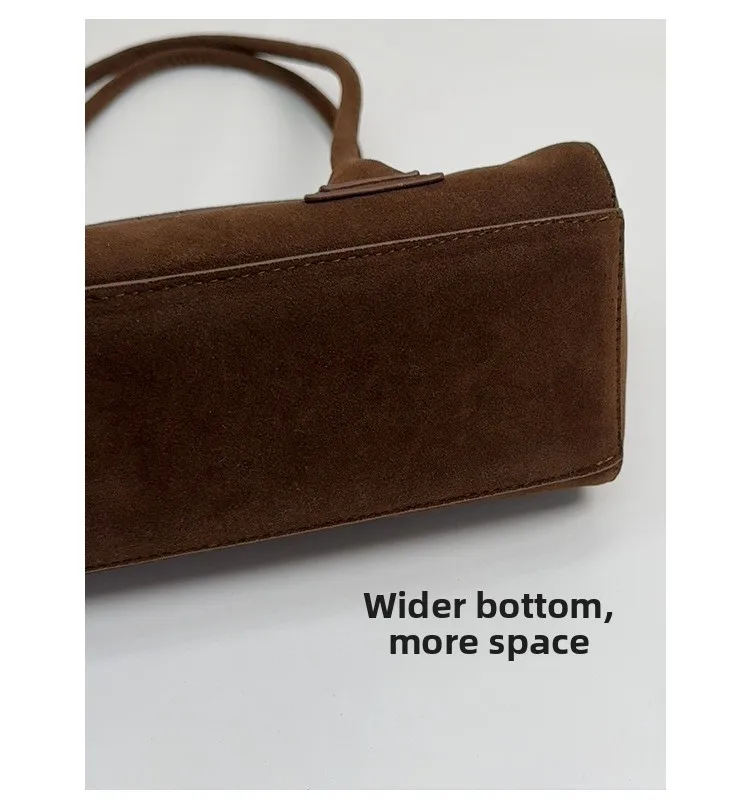 Vintage Suede Shoulder Bag Korean Fashion Simple Crossbody Handle Bag for Women Comfortable and Versatile Texture Storage Bags