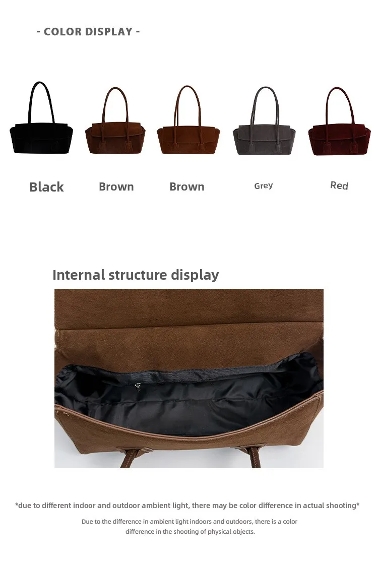 Vintage Suede Shoulder Bag Korean Fashion Simple Crossbody Handle Bag for Women Comfortable and Versatile Texture Storage Bags