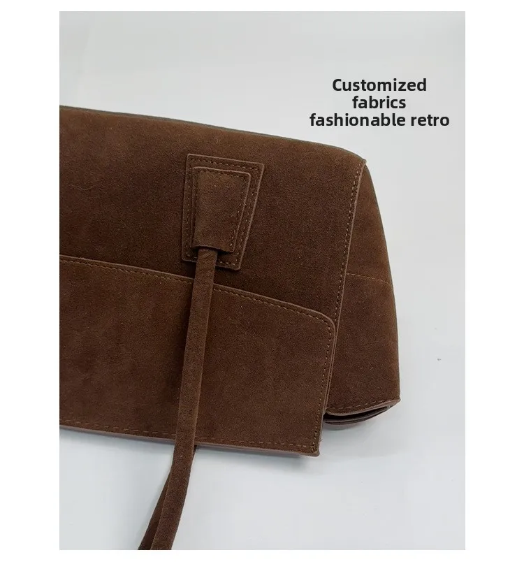 Vintage Suede Shoulder Bag Korean Fashion Simple Crossbody Handle Bag for Women Comfortable and Versatile Texture Storage Bags