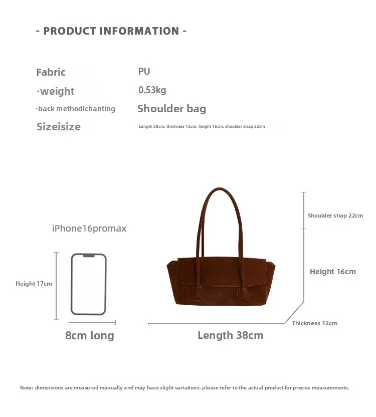 Vintage Suede Shoulder Bag Korean Fashion Simple Crossbody Handle Bag for Women Comfortable and Versatile Texture Storage Bags