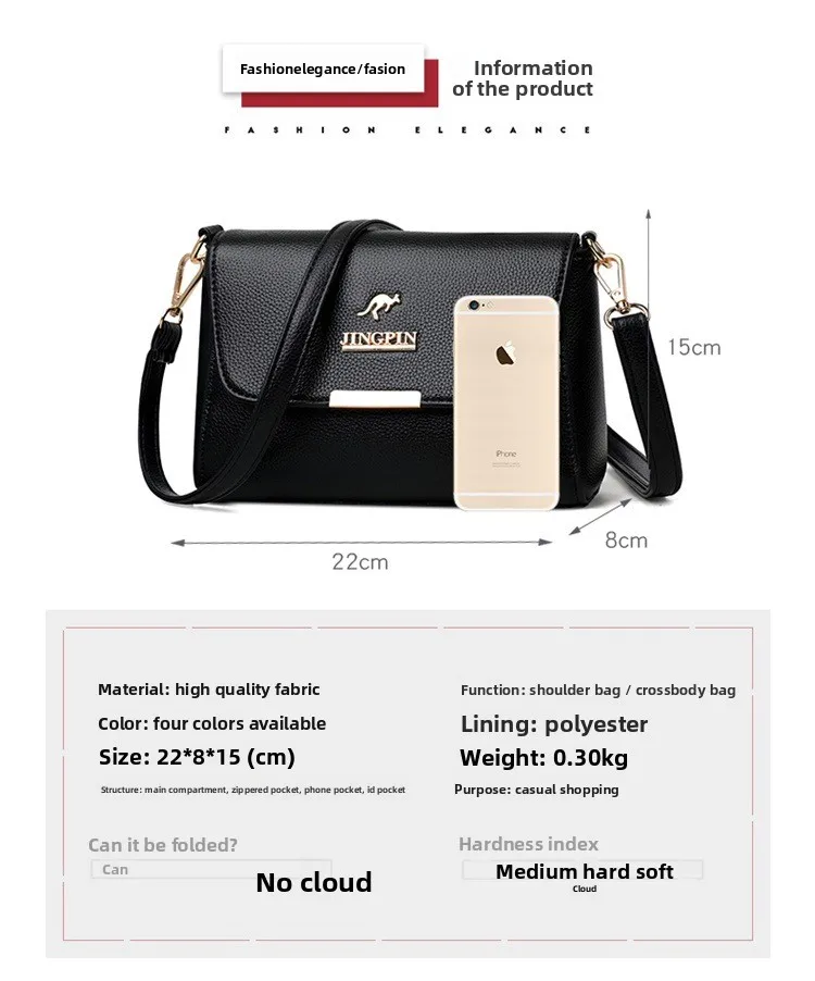 JINGPIN Faux Leather Crossbody Bag Women’s Stylish Shoulder Purse Versatile, Durable, Perfect for Daily Commute & Casual Outings