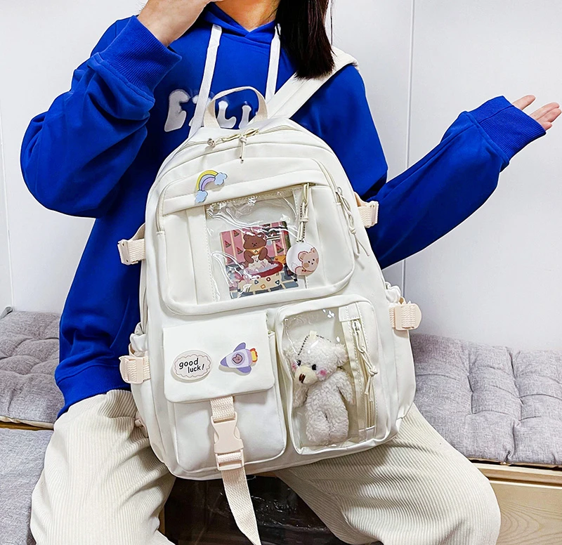 Cute Women Backpacks Waterproof Multi-Pocket Nylon School Backpack for Student Female Girls Kawaii Laptop Book Pack Mochilas