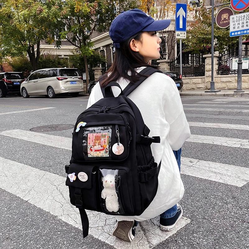 Cute Women Backpacks Waterproof Multi-Pocket Nylon School Backpack for Student Female Girls Kawaii Laptop Book Pack Mochilas