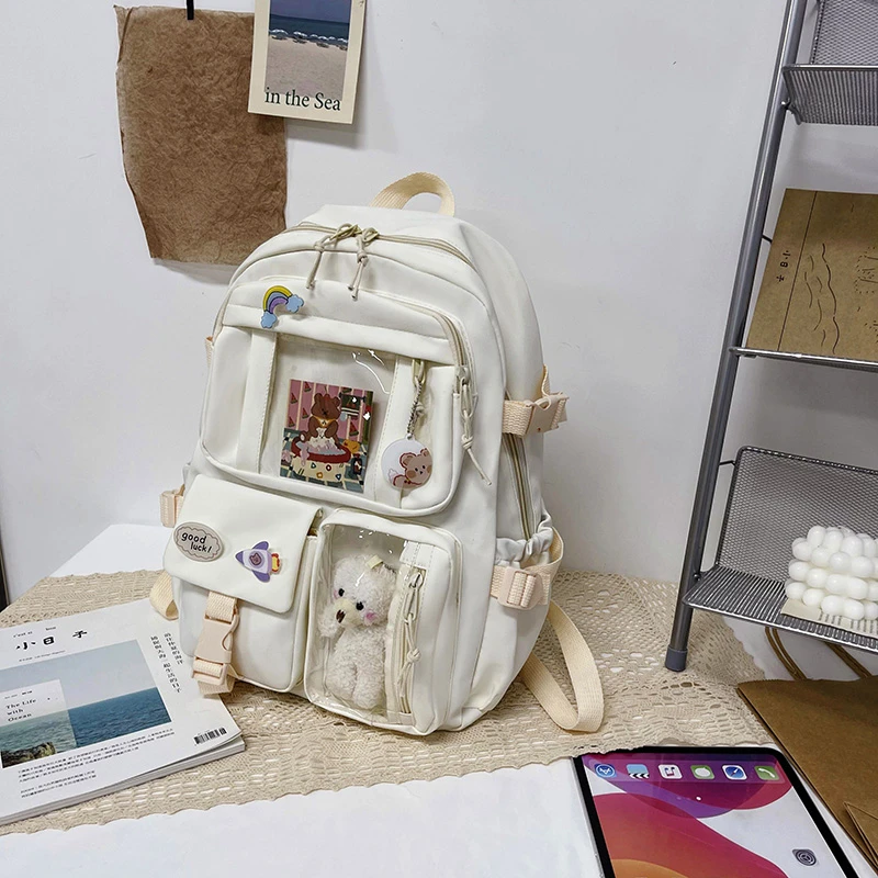 Cute Women Backpacks Waterproof Multi-Pocket Nylon School Backpack for Student Female Girls Kawaii Laptop Book Pack Mochilas