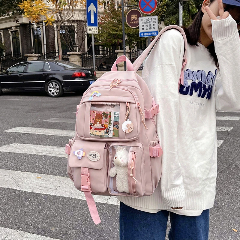 Cute Women Backpacks Waterproof Multi-Pocket Nylon School Backpack for Student Female Girls Kawaii Laptop Book Pack Mochilas