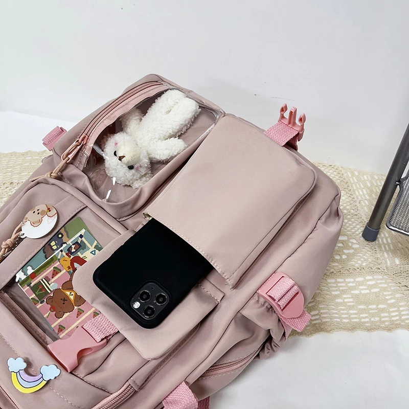 Cute Women Backpacks Waterproof Multi-Pocket Nylon School Backpack for Student Female Girls Kawaii Laptop Book Pack Mochilas