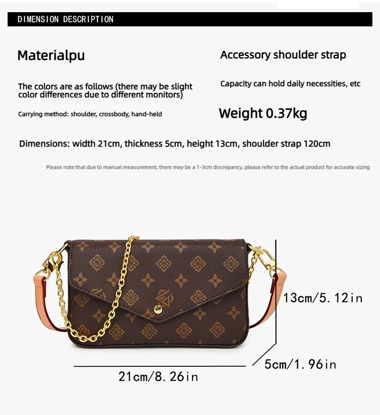 Women Color Block Print Crossbody Bag - 2026 New Minimalist Chain Shoulder Purse for Commuting