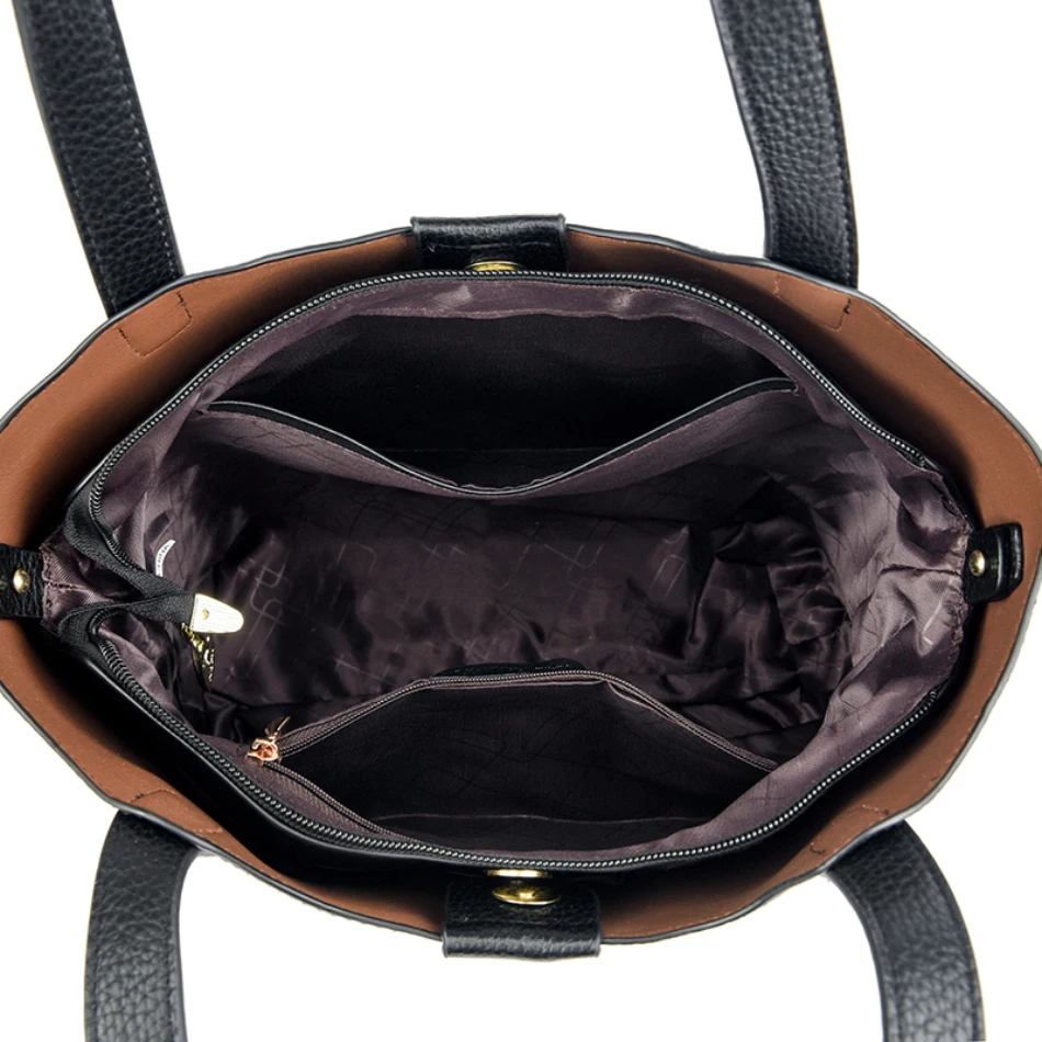 Genuine Brand Soft Leather Shoulder Bag For Women Casual Tote Bag Female Solid Color Purse Simple Design Handbag Commuting Sac